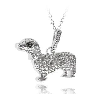 Sterling Silver Diamond Accent Dachshund Dog Neckl